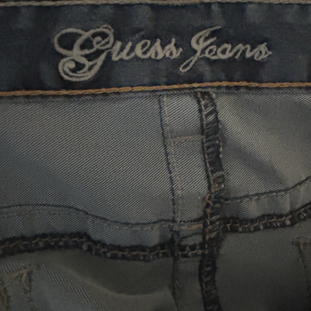 Guess Jeans Womens 34 Straight Y2K Denim Mid Rise Embroidered Pocket Retro Ankle - Picture 7 of 9